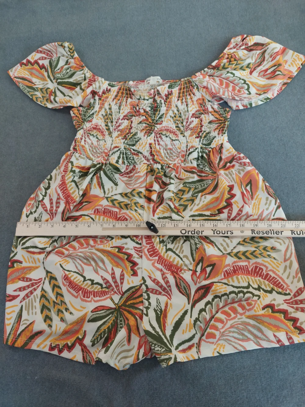 Derek Heart Tropical Smocked Off-Shoulder Romper Plus Size 1X Floral - Picture 5 of 9